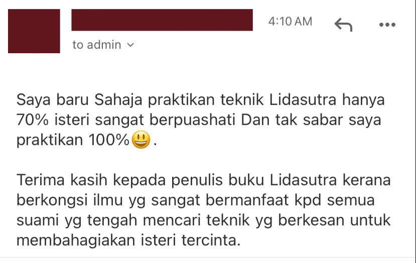 Feedback suami selepas mempraktikkan sebahagian panduan Terapi Lidasutra