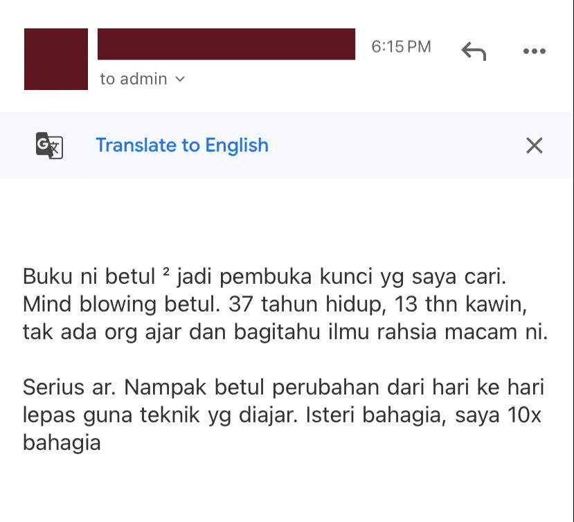 Feedback suami selepas 13 tahun berkahwin tentang Terapi Lidasutra