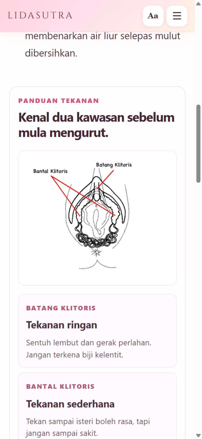 Contoh ilustrasi anatomi dan panduan tekanan dalam ebook reader Lidasutra