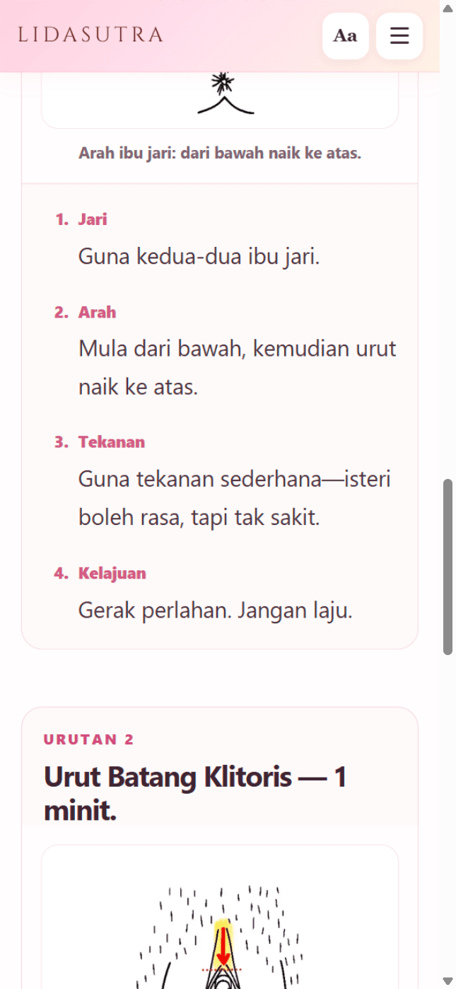 Contoh langkah urutan bergambar dalam ebook reader Lidasutra